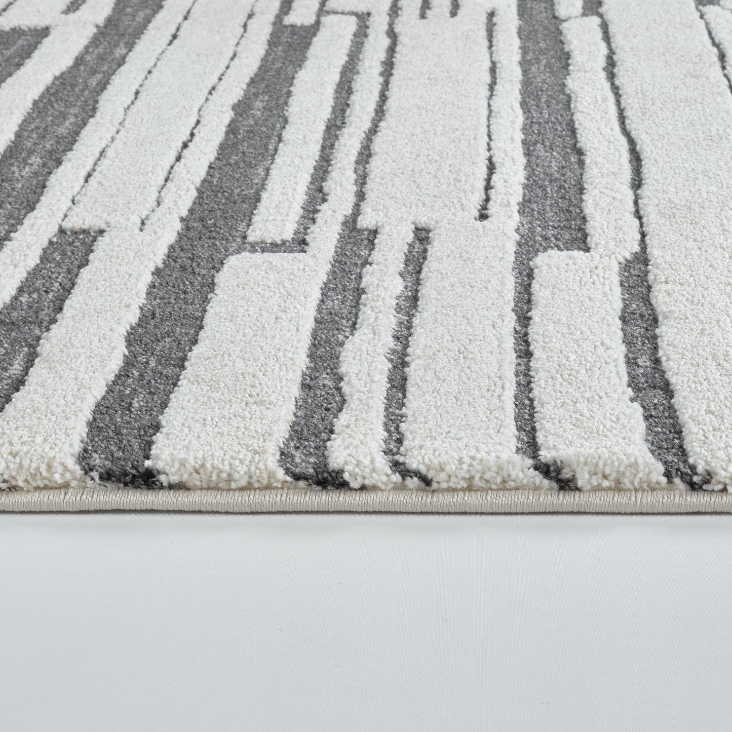 Evara Ivory Grey Lines Rug