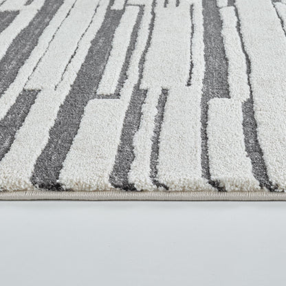 Evara Ivory Grey Lines Rug