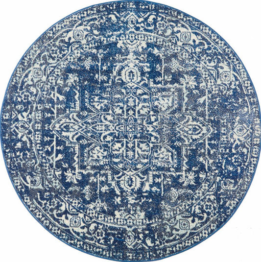 Pietra Midnight Blue Round Rug