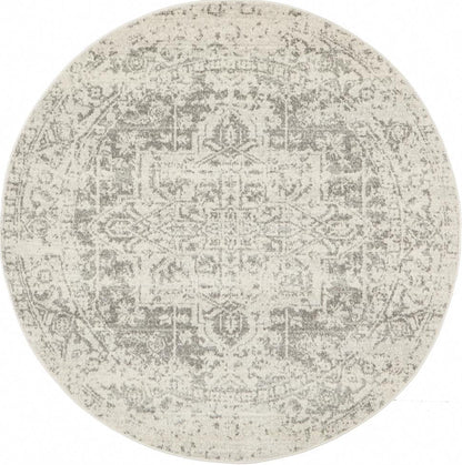 Pietra White Silver Round Rug