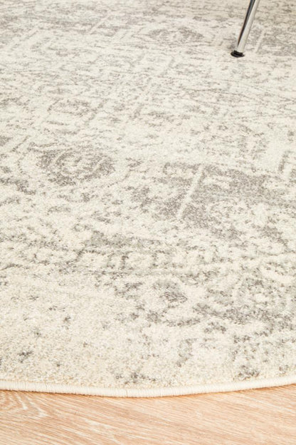 Pietra White Silver Round Rug