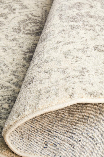 Pietra White Silver Round Rug