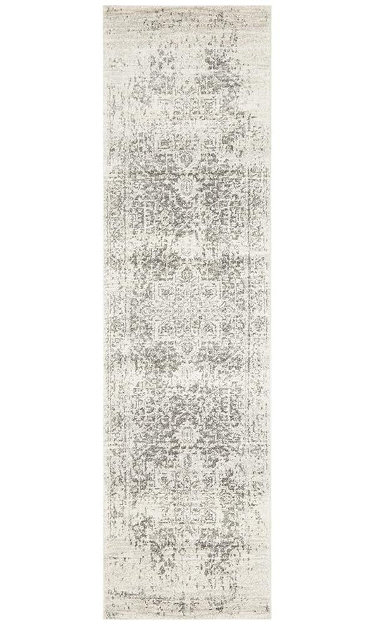 Pietra White Silver Runner Rug