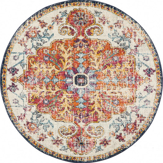 Pietra Chalk Multicolor Round Rug
