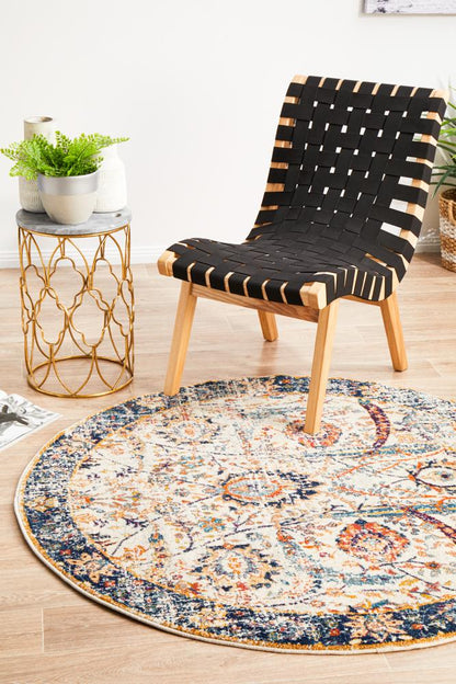 Pietra Ivory Multicolor Round Rug