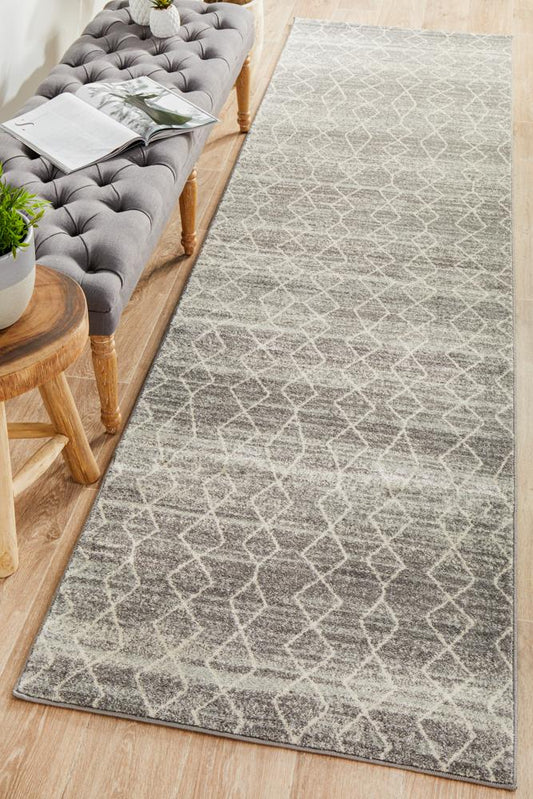Pietra Platinum Silver Runner Rug