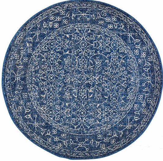 Pietra Ink Blue Round Rug