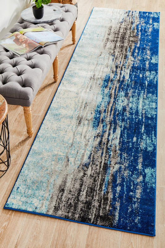Pietra Sapphire Blue Runner Rug
