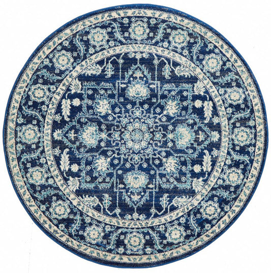 Pietra Sapphire Blue Round Rug