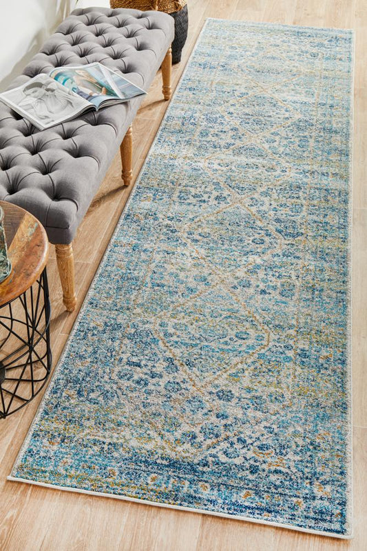Pietra Mercury Blue Runner Rug
