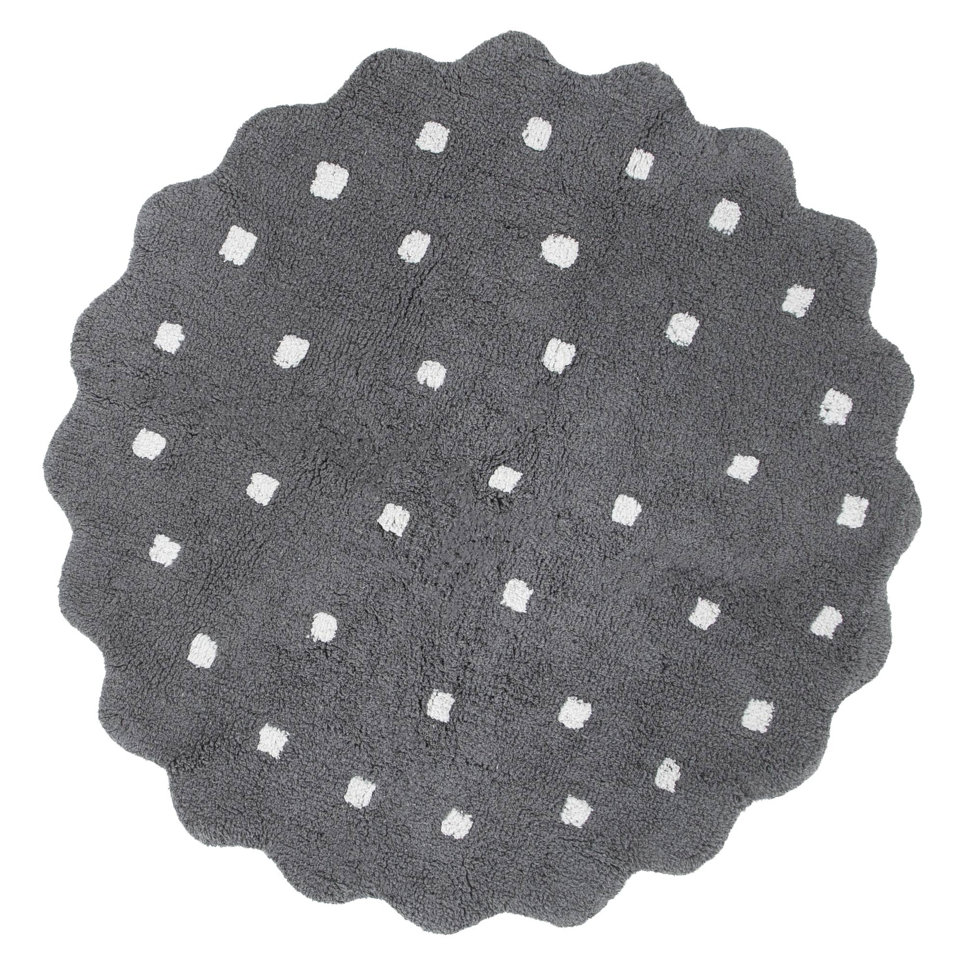 Dream Grey Round Kids Rug — cotton kids rug, soft, durable, playroom-safe, Haus & Harbour