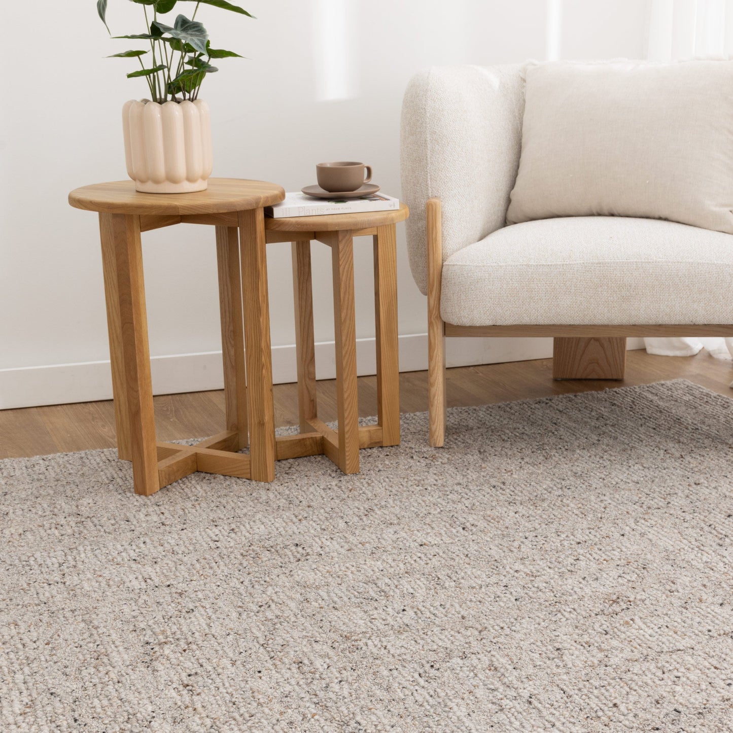 Serenity Grey Beige Wool Rug