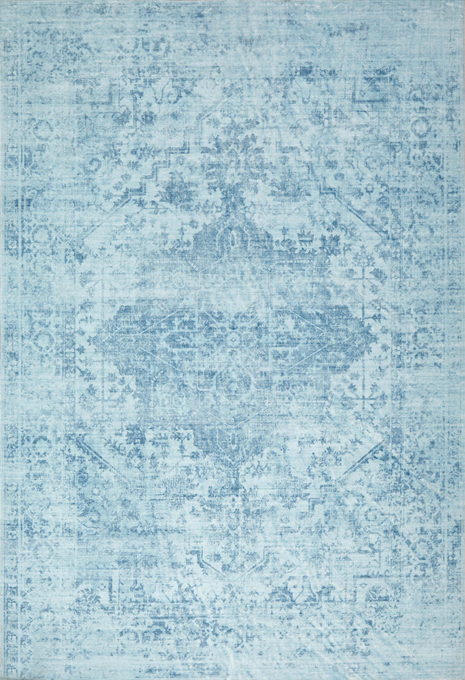 Gemmara Aqua Blue Washable Rug