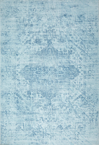 Gemmara Aqua Blue Washable Rug