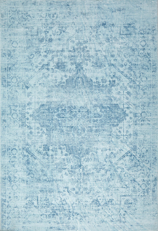 Gemmara Aqua Blue Washable Rug