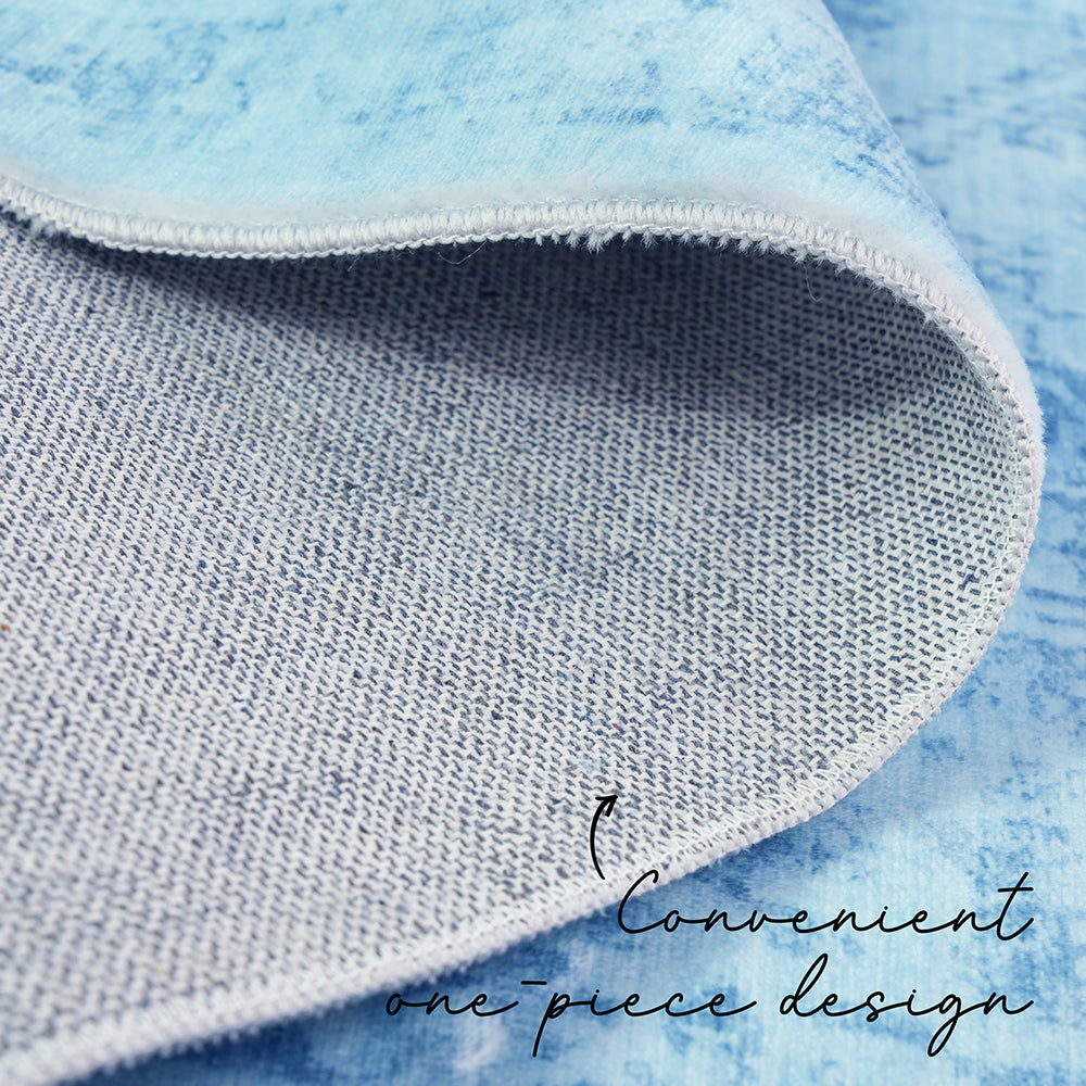 Gemmara Aqua Blue Washable Rug