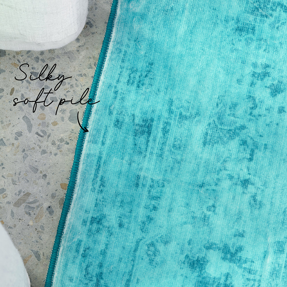 Gemmara Gold Blue Washable Rug