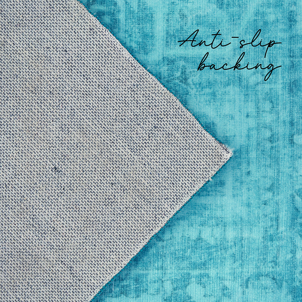 Gemmara Gold Blue Washable Rug