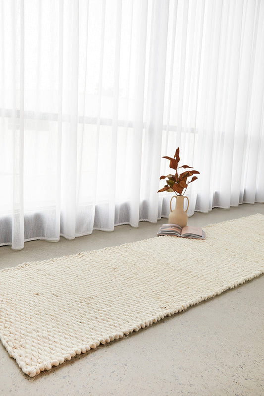 Tessella White Jute Runner Rug