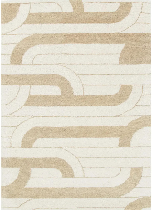 Velar Ivory Brown Wool Rug