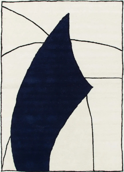 Como Blue Designer Wool Rug