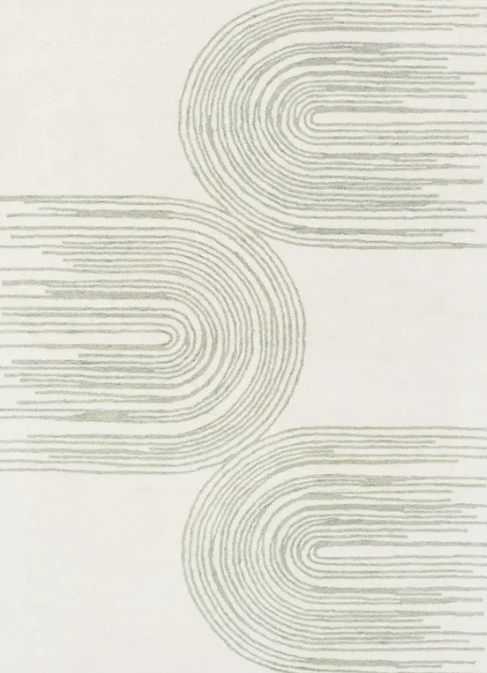 Maren Ivory Green Wool Rug