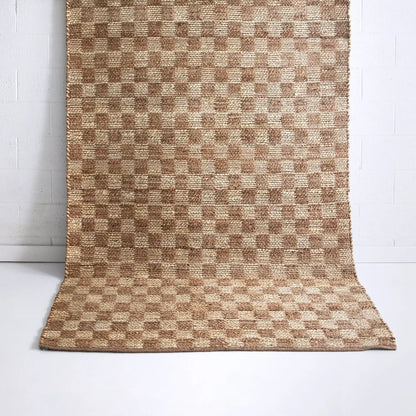 Koora Checkered Brown Jute Rug