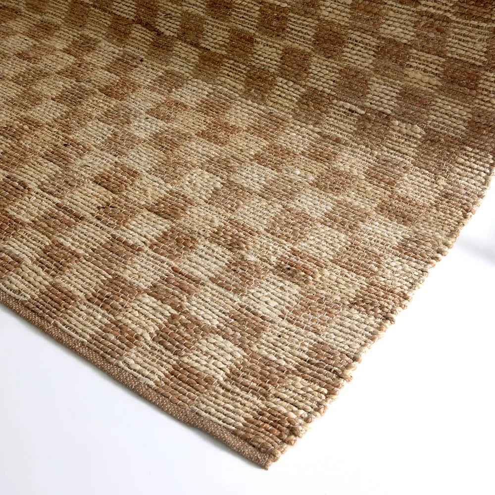 Koora Checkered Brown Jute Rug