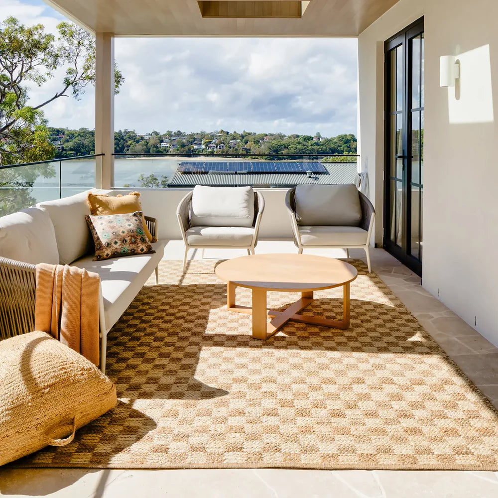 Koora Checkered Brown Jute Rug