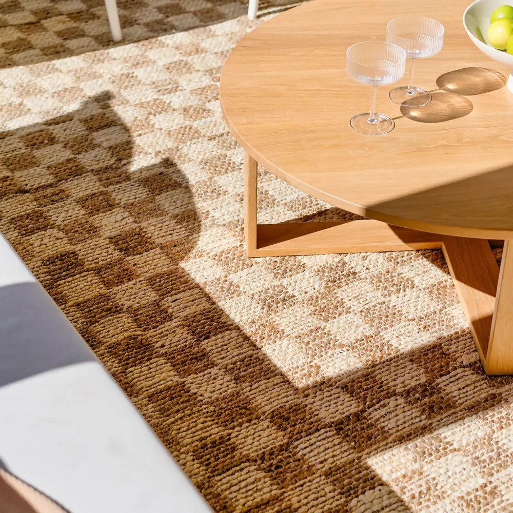 Koora Checkered Brown Jute Rug