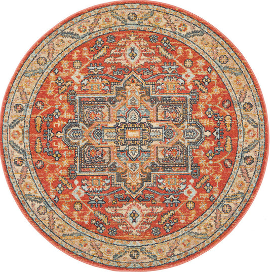 Cantera Terracotta Multicolor Round Rug