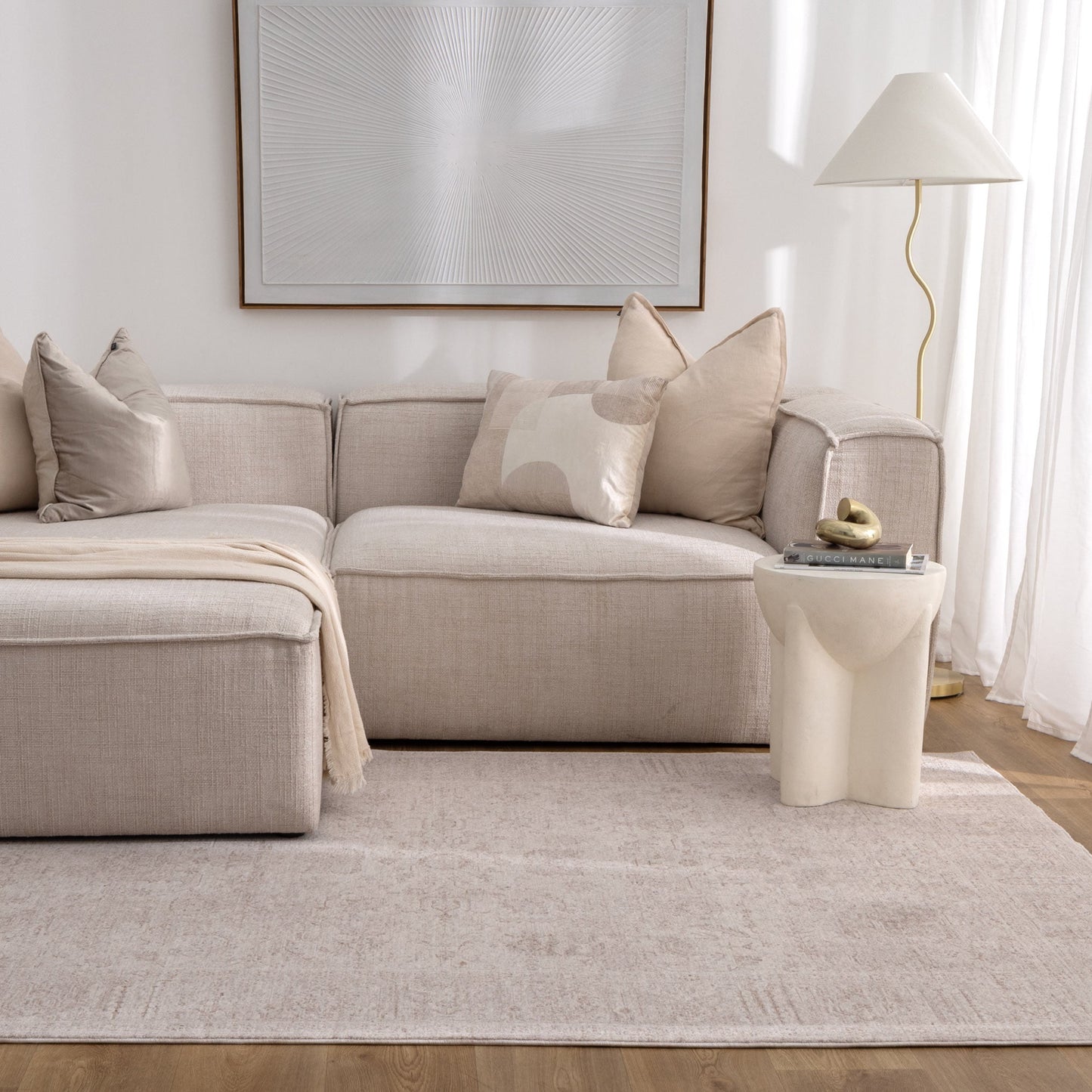 Legacy Distressed Border Beige Rug 1