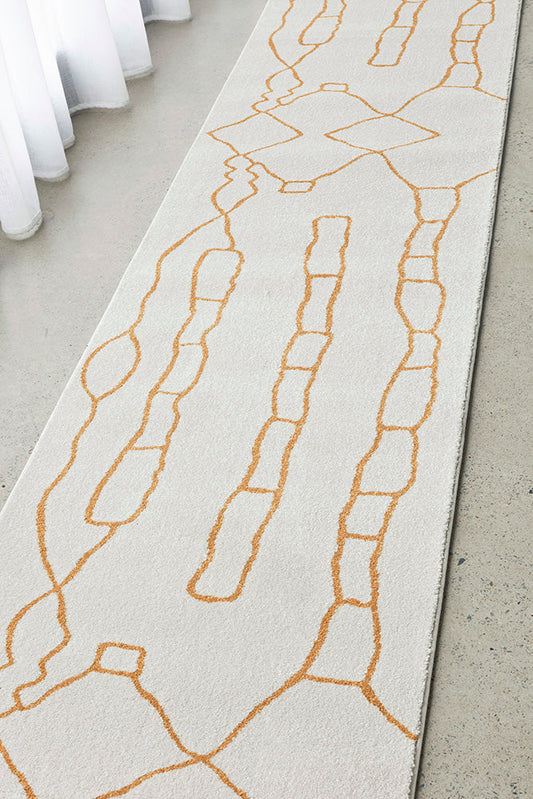 Lucera Brass and Beige Runner Rug