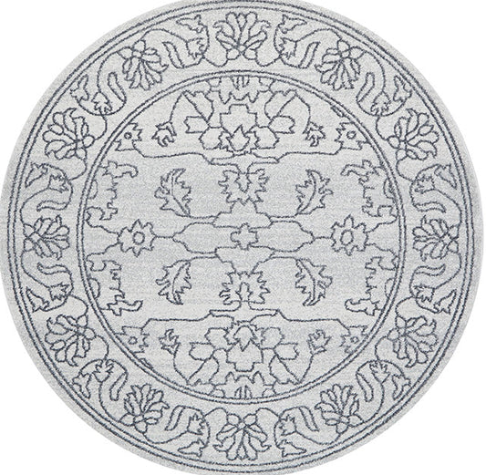 Lucera Chaff Silver and Grey Round Rug
