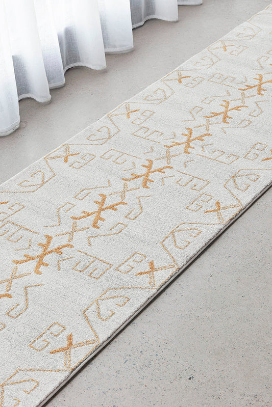Lucera Gold and Beige Runner Rug