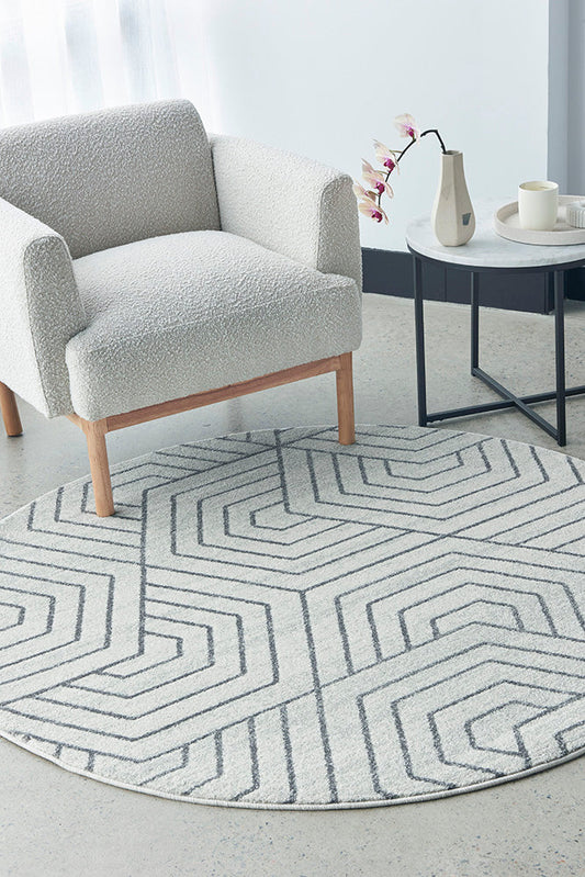 Lucera Hessian Ivory Round Rug