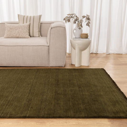 Chamberlain Modern Green Wool Rug