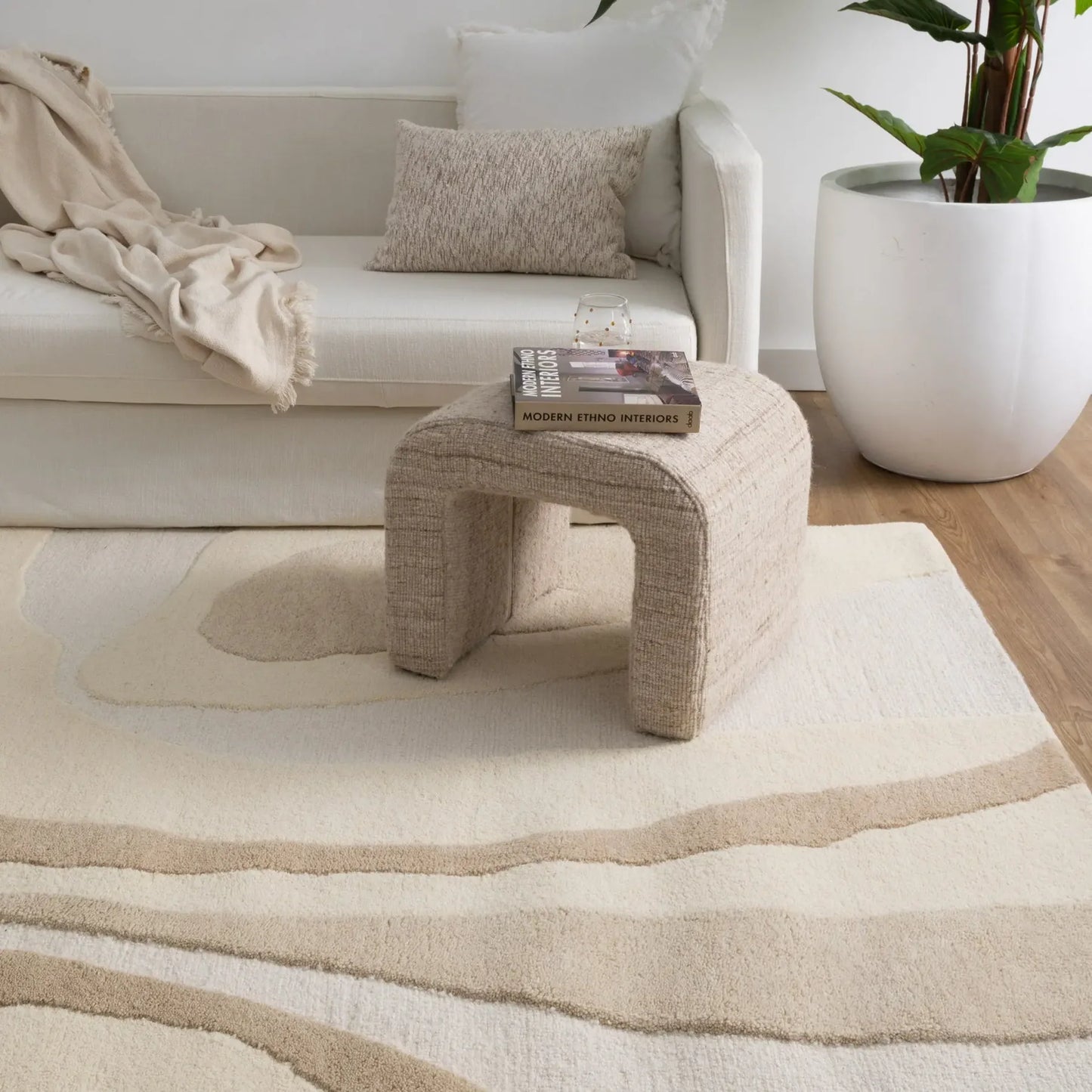 Mallee Ivory Beige Wool Rug