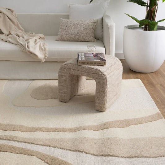 Mallee Ivory Beige Wool Rug