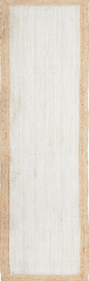 Lavelle White and Beige Jute Runner Rug