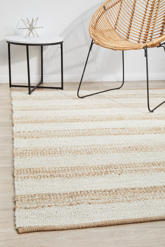 Lavelle White Beige Jute Rug