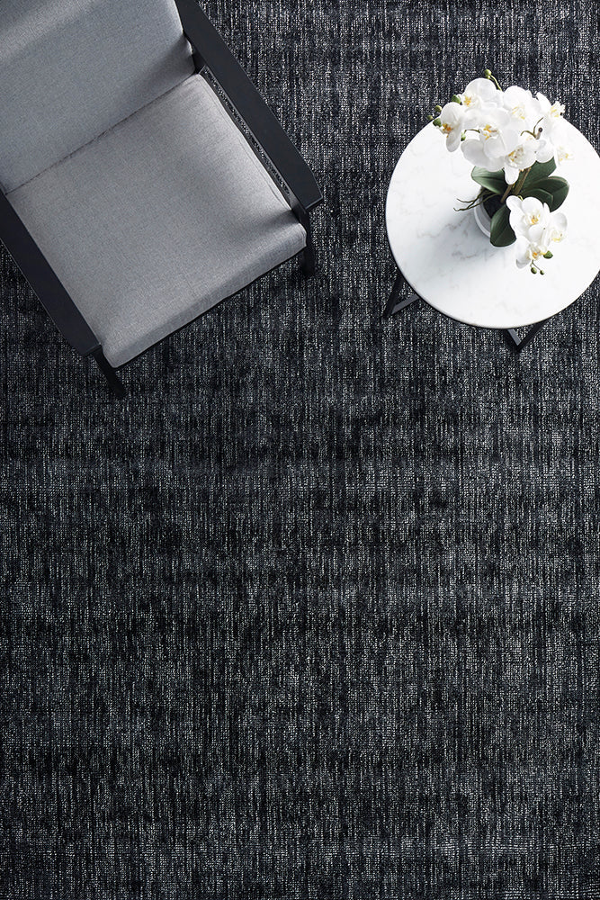Obsidia Black Polyester Rug