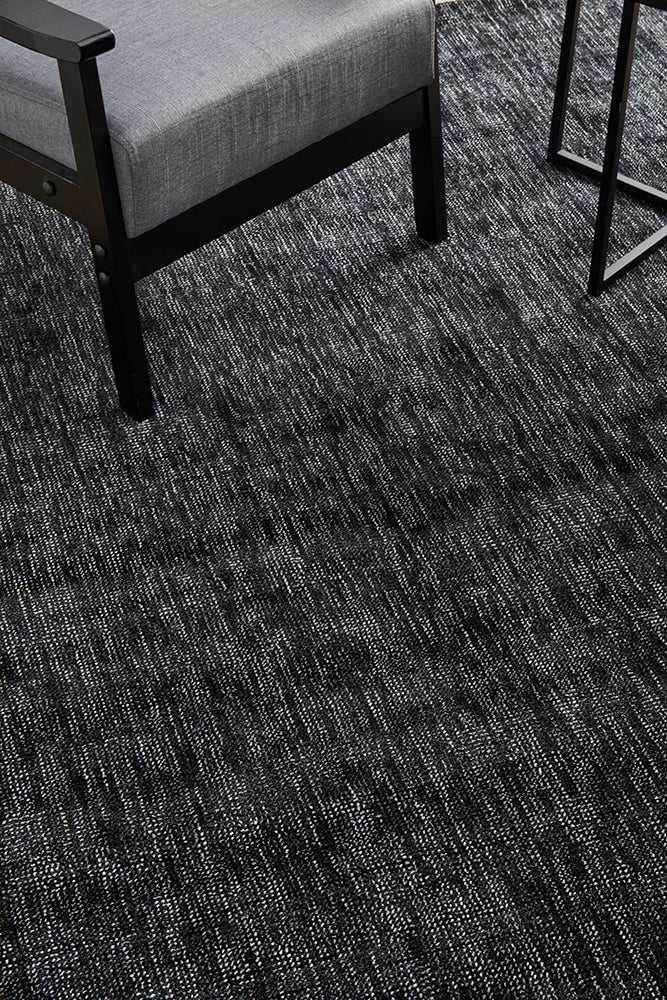 Obsidia Black Polyester Rug