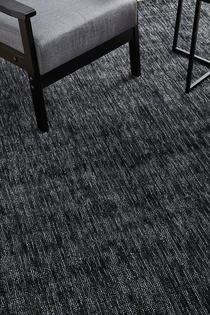 Obsidia Black Polyester Rug