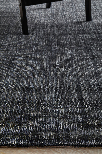 Obsidia Black Polyester Rug