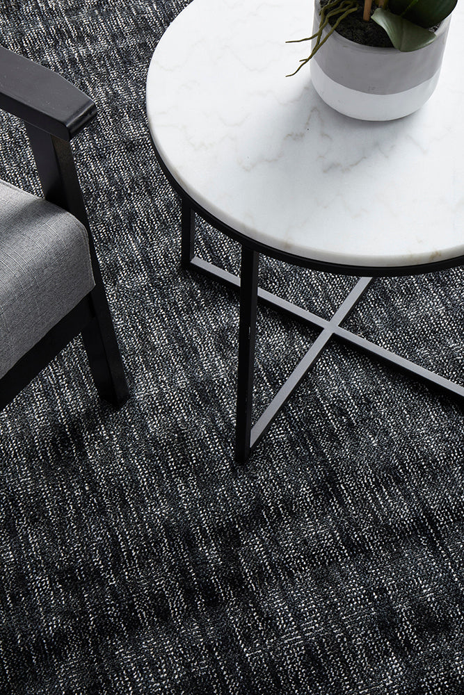 Obsidia Black Polyester Rug