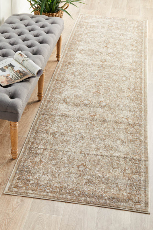 Valdene Cream Beige Runner Rug