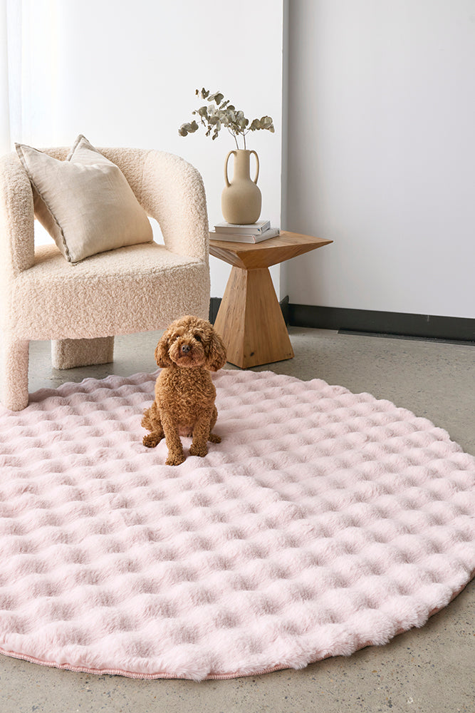 Perlana Blush Pink Washable Round Rug