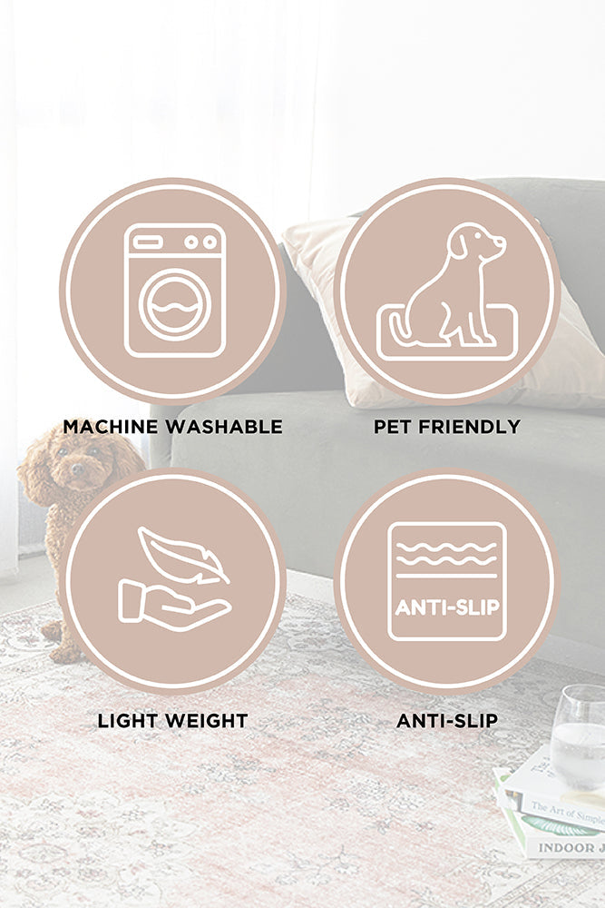 Perlana White Washable Round Rug