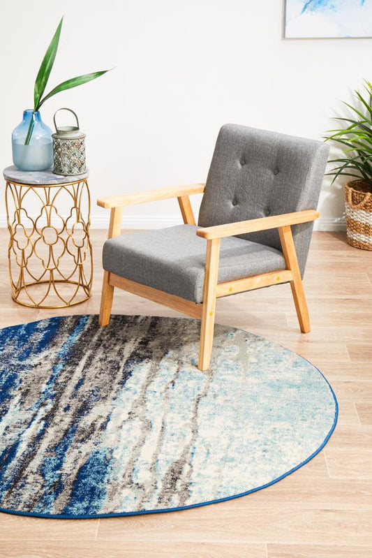 Pietra Cobalt Blue Round Rug